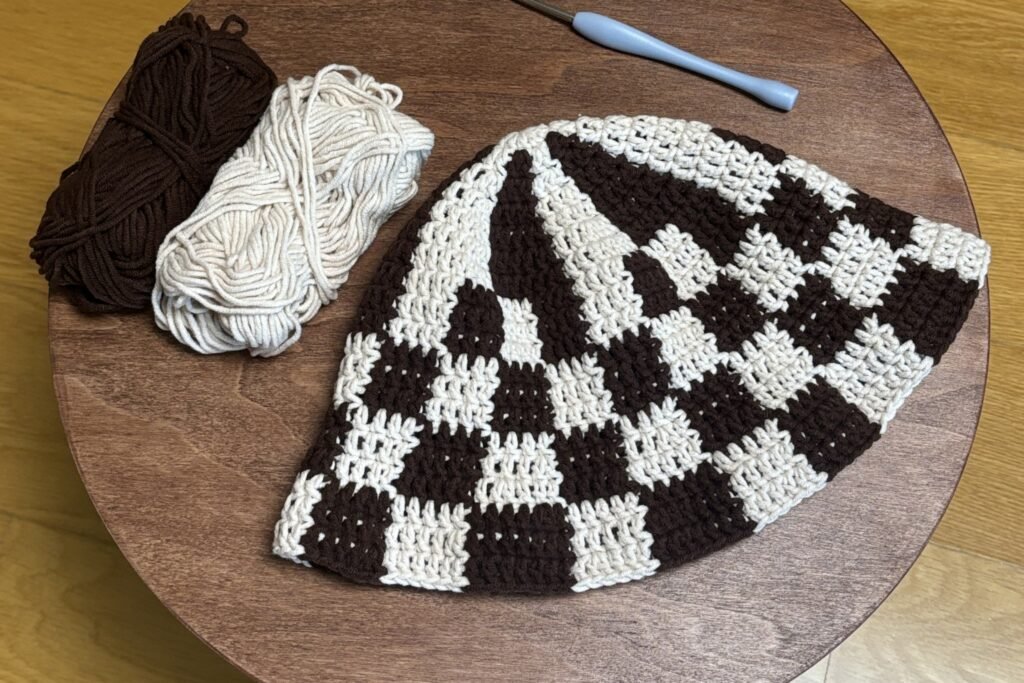 checkered bucket hat crochet pattern